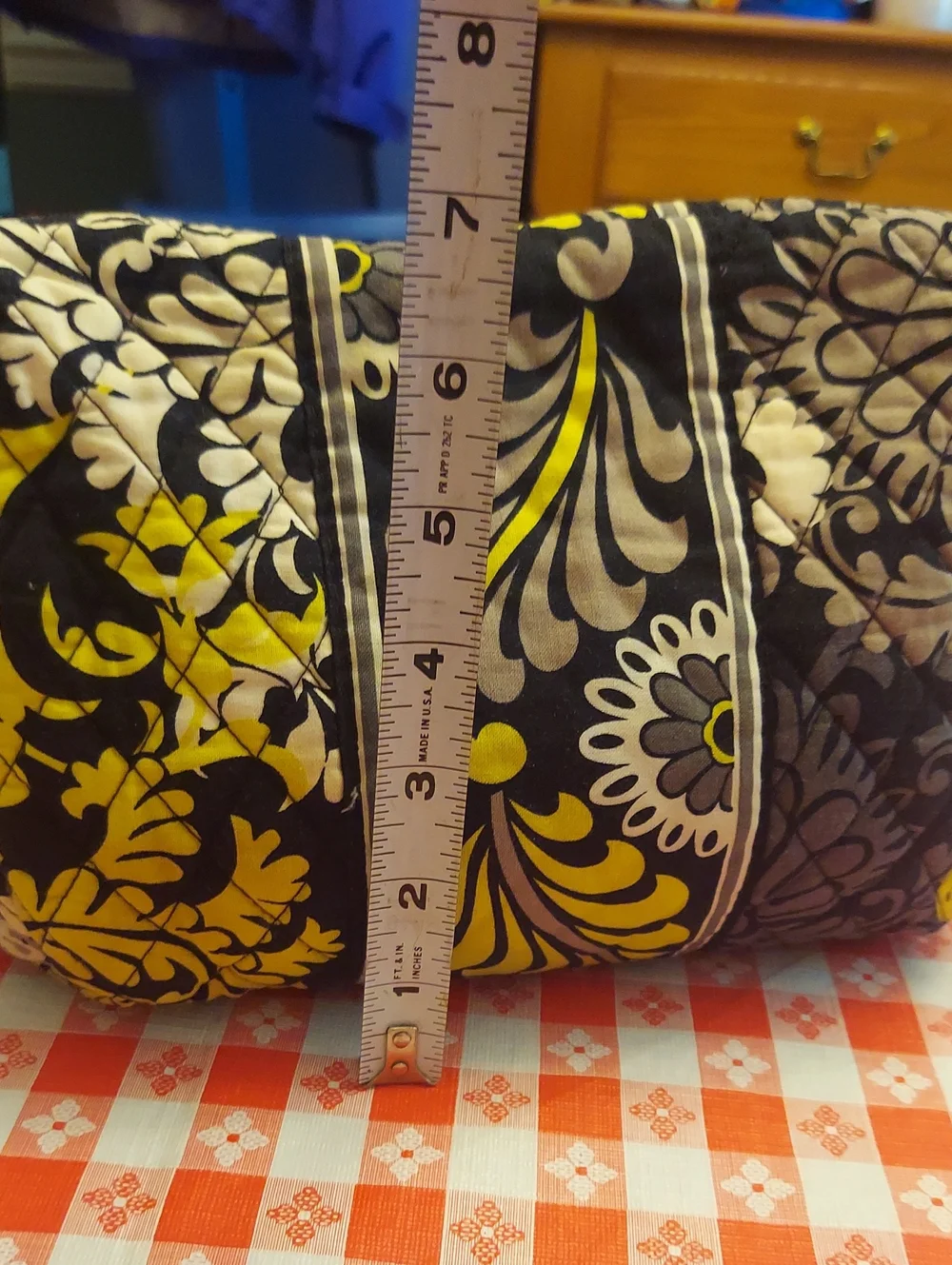 Vera Bradley medium quilted Floral Print Cosmetic Pouch - Black, Yellow, Cream
